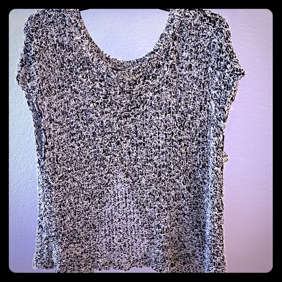 Eileen Fisher Black and Tan Open Weave Top - Picture 1 of 4
